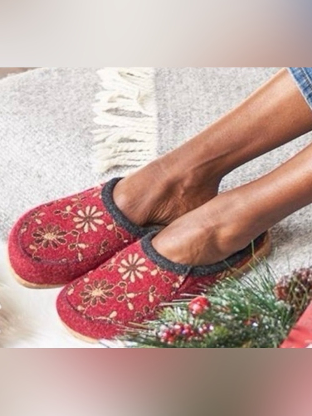 TAOS Woolderness 2 Clog EU 40 9 1/2 Cranberry Floral Wool Casual Soft on toes - Picture 10 of 12